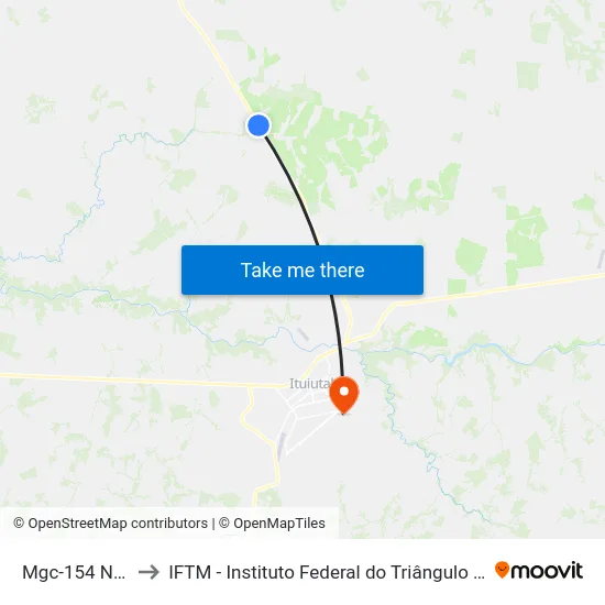 Mgc-154 Norte to IFTM - Instituto Federal do Triângulo Mineiro map