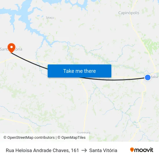 Rua Heloísa Andrade Chaves, 161 to Santa Vitória map