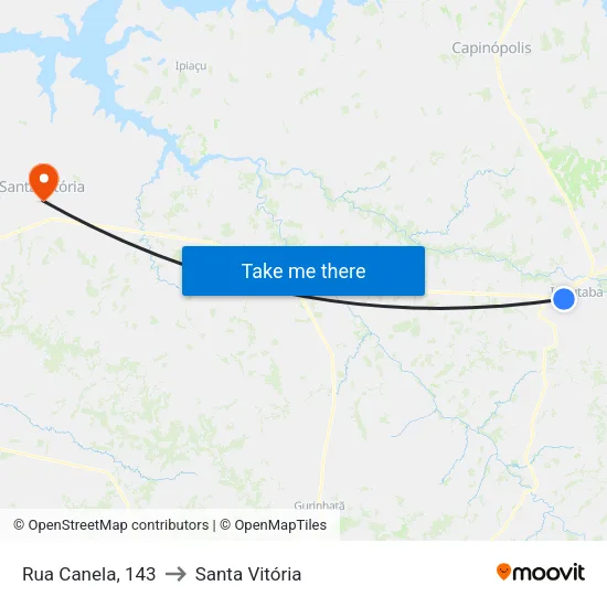 Rua Canela, 143 to Santa Vitória map