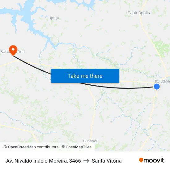 Av. Nivaldo Inácio Moreira, 3466 to Santa Vitória map