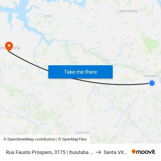 Rua Fausto Próspero, 3175 | Ituiutaba Clube to Santa Vitória map