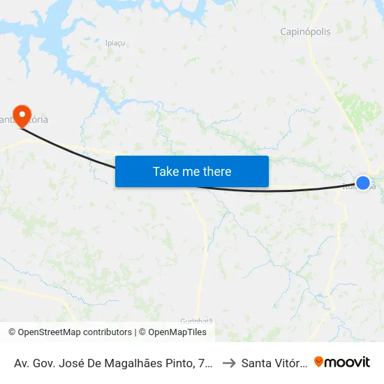 Av. Gov. José De Magalhães Pinto, 745 to Santa Vitória map