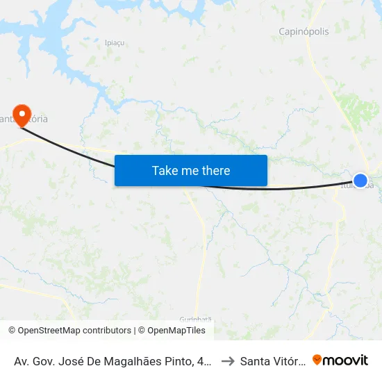 Av. Gov. José De Magalhães Pinto, 455 to Santa Vitória map