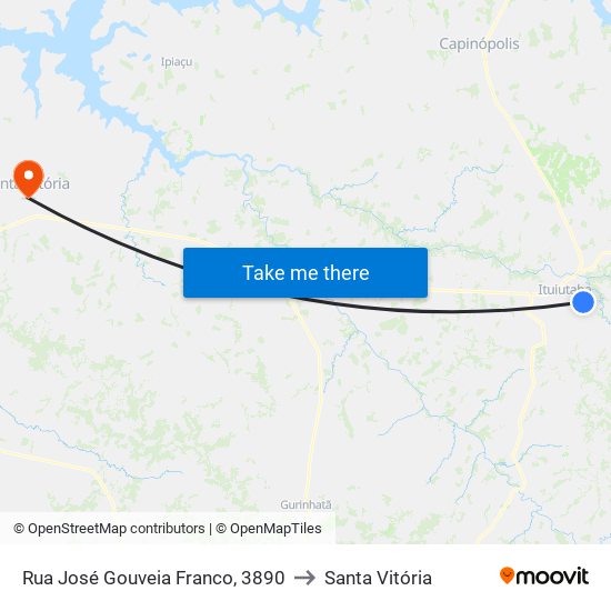 Rua José Gouveia Franco, 3890 to Santa Vitória map