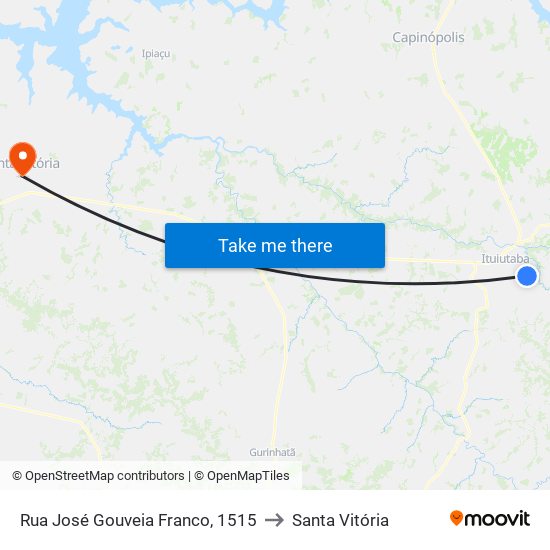 Rua José Gouveia Franco, 1515 to Santa Vitória map