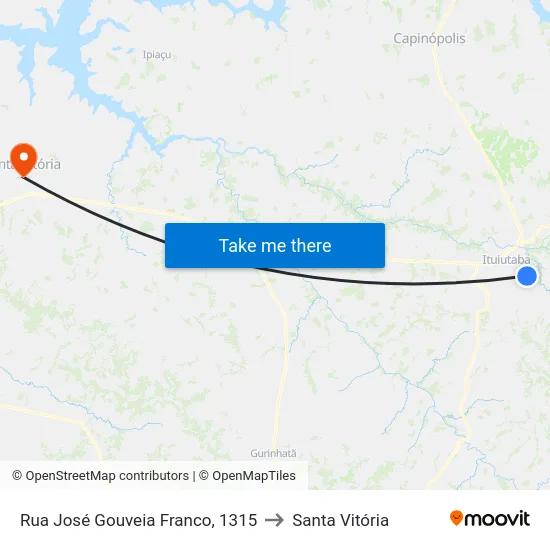Rua José Gouveia Franco, 1315 to Santa Vitória map