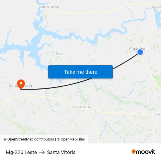 Mg-226 Leste to Santa Vitória map