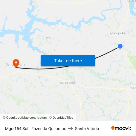 Mgc-154 Sul | Fazenda Quilombo to Santa Vitória map