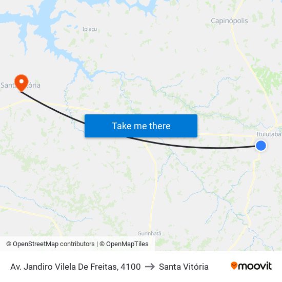 Av. Jandiro Vilela De Freitas, 4100 to Santa Vitória map