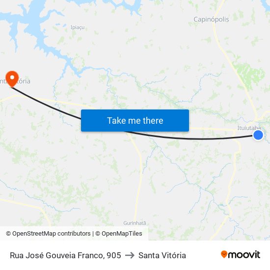 Rua José Gouveia Franco, 905 to Santa Vitória map