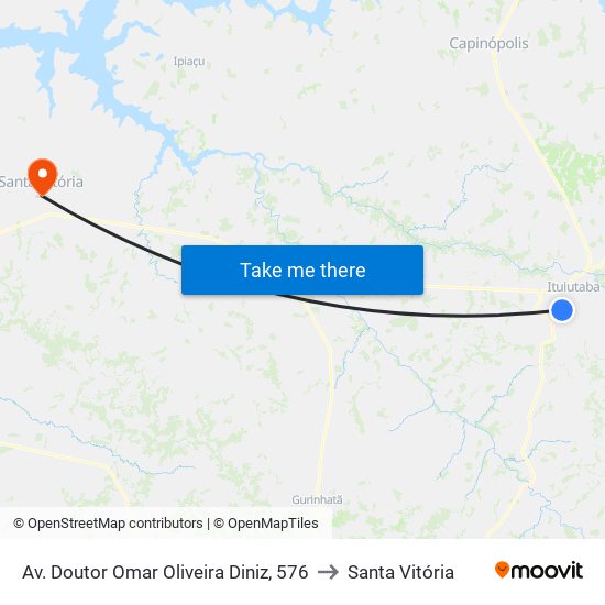 Av. Doutor Omar Oliveira Diniz, 576 to Santa Vitória map