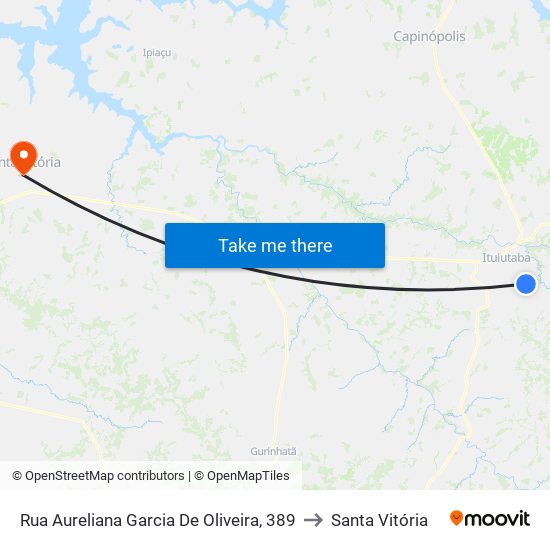 Rua Aureliana Garcia De Oliveira, 389 to Santa Vitória map