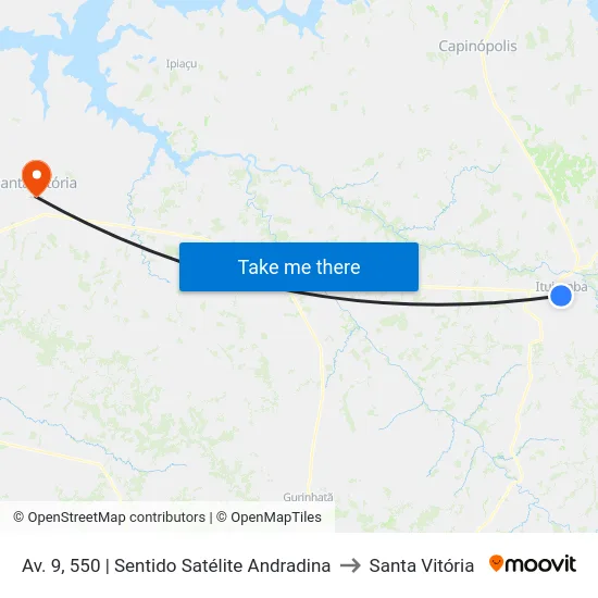 Av. 9, 550 | Sentido Satélite Andradina to Santa Vitória map