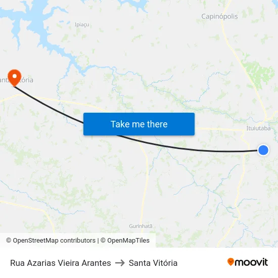 Rua Azarias Vieira Arantes to Santa Vitória map