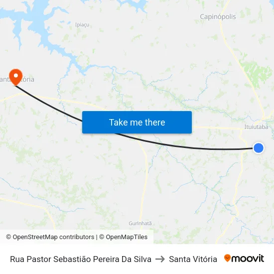 Rua Pastor Sebastião Pereira Da Silva to Santa Vitória map