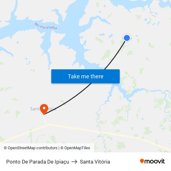 Ponto De Parada De Ipiaçu to Santa Vitória map