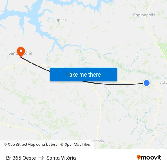 Br-365 Oeste to Santa Vitória map