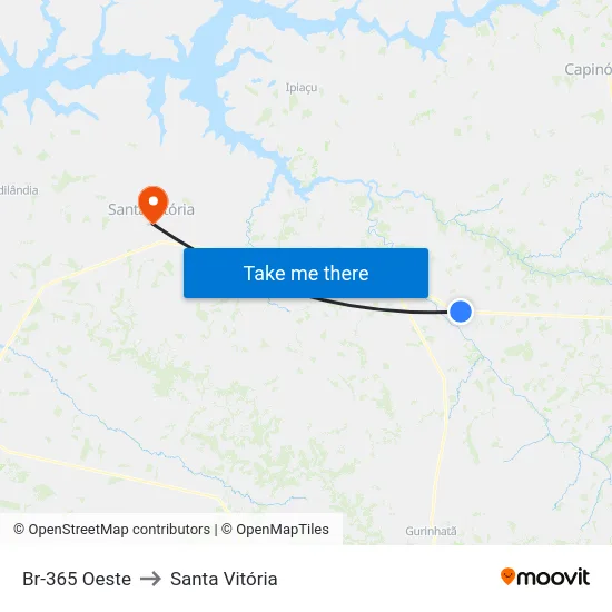 Br-365 Oeste to Santa Vitória map