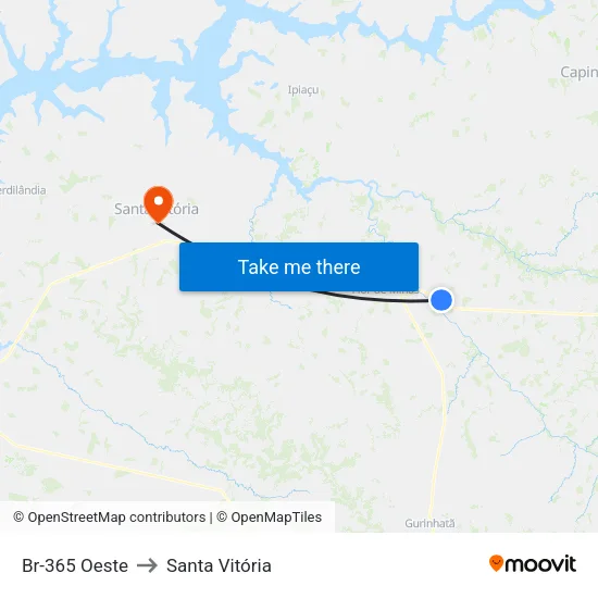 Br-365 Oeste to Santa Vitória map