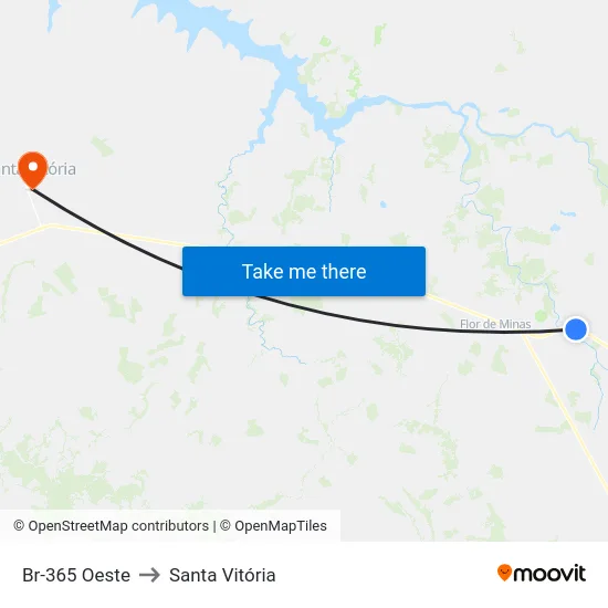 Br-365 Oeste to Santa Vitória map