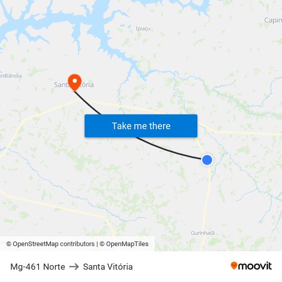 Mg-461 Norte to Santa Vitória map
