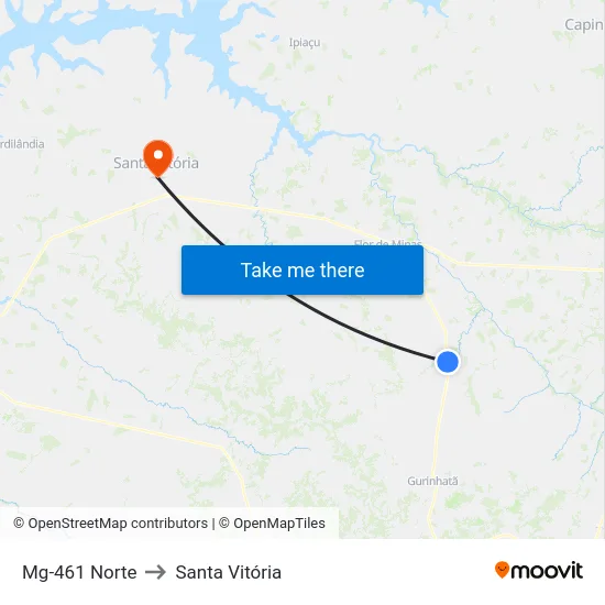Mg-461 Norte to Santa Vitória map