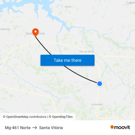 Mg-461 Norte to Santa Vitória map