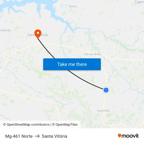 Mg-461 Norte to Santa Vitória map
