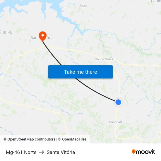 Mg-461 Norte to Santa Vitória map