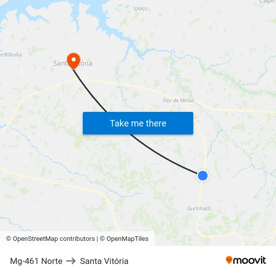 Mg-461 Norte to Santa Vitória map