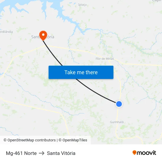 Mg-461 Norte to Santa Vitória map