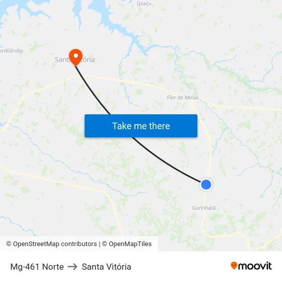 Mg-461 Norte to Santa Vitória map