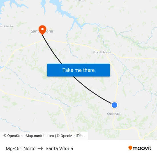 Mg-461 Norte to Santa Vitória map