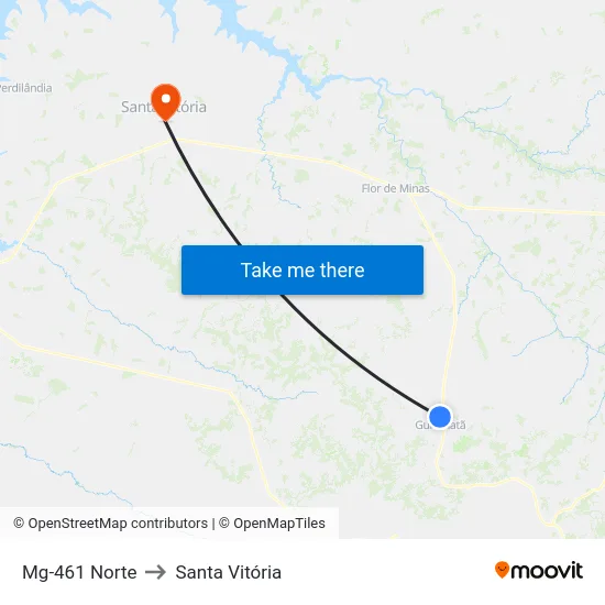 Mg-461 Norte to Santa Vitória map