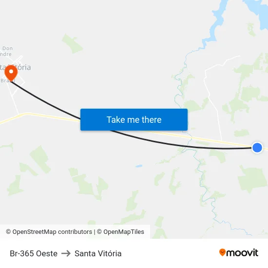 Br-365 Oeste to Santa Vitória map