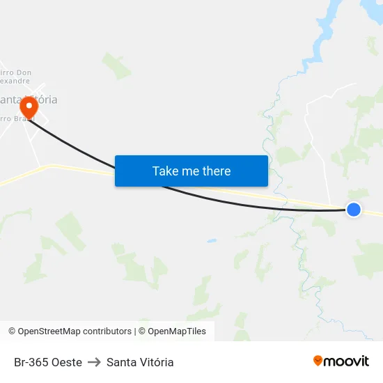 Br-365 Oeste to Santa Vitória map