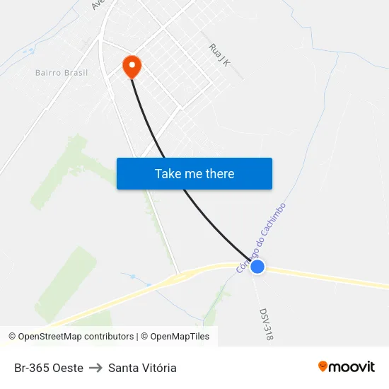 Br-365 Oeste to Santa Vitória map