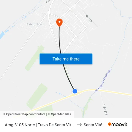 Amg-3105 Norte | Trevo De Santa Vitória to Santa Vitória map