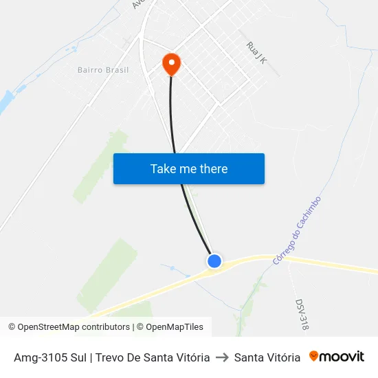 Amg-3105 Sul | Trevo De Santa Vitória to Santa Vitória map