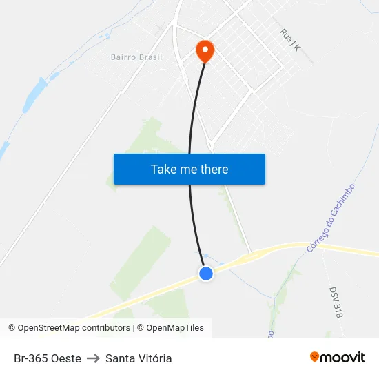 Br-365 Oeste to Santa Vitória map