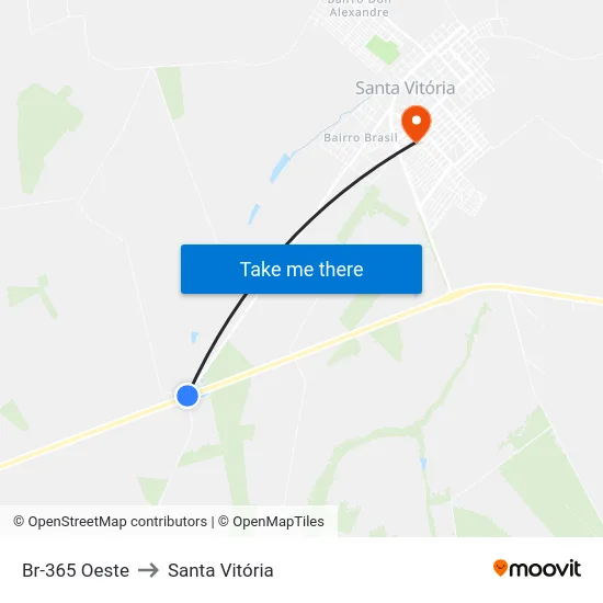 Br-365 Oeste to Santa Vitória map