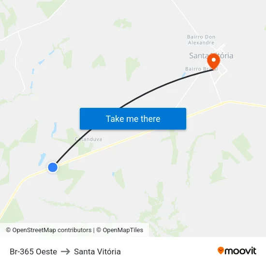 Br-365 Oeste to Santa Vitória map