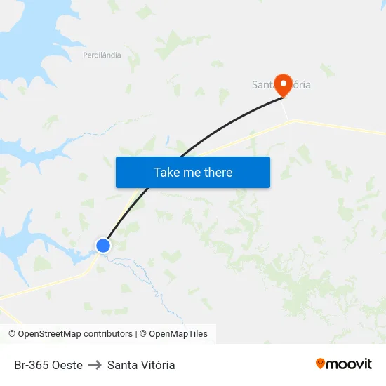 Br-365 Oeste to Santa Vitória map