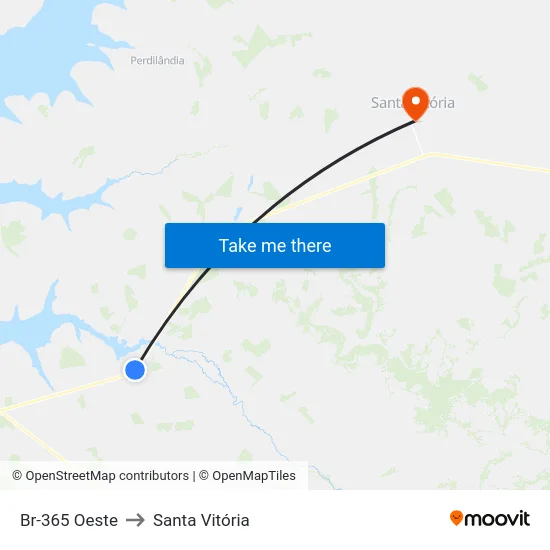 Br-365 Oeste to Santa Vitória map