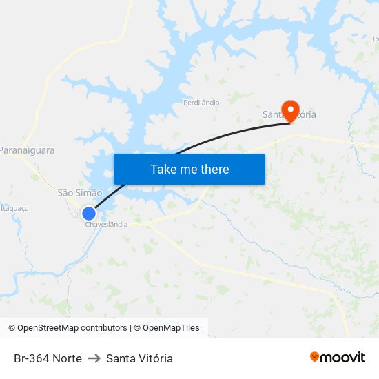 Br-364 Norte to Santa Vitória map