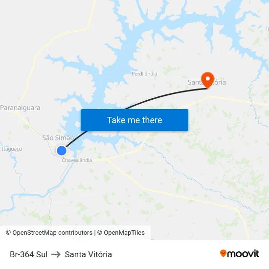 Br-364 Sul to Santa Vitória map