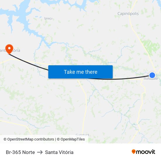 Br-365 Norte to Santa Vitória map