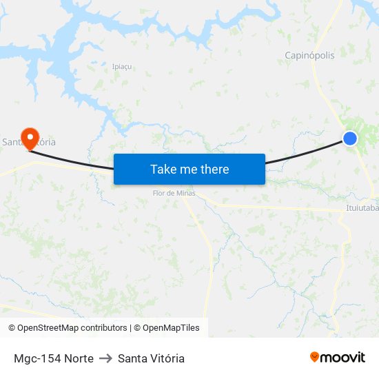 Mgc-154 Norte to Santa Vitória map