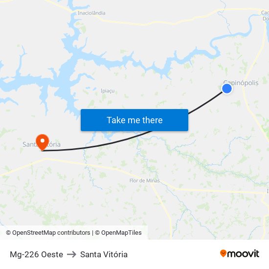 Mg-226 Oeste to Santa Vitória map