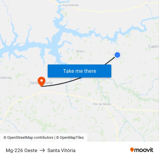 Mg-226 Oeste to Santa Vitória map